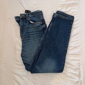 Zara Dark Wash High Waisted Straight Leg Jean